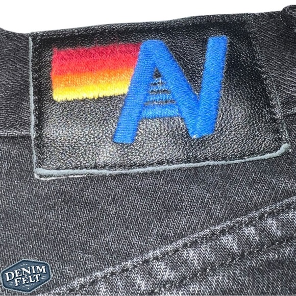 Aviator Nation Women’s Black HI RISE SKATER CUTOFF RAINBOW BACK POCKET SHORTS🌈 - Picture 9 of 12
